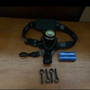 Rechargeable Led Headlamp W/ (2) Rechargeable 18650 Batteries.